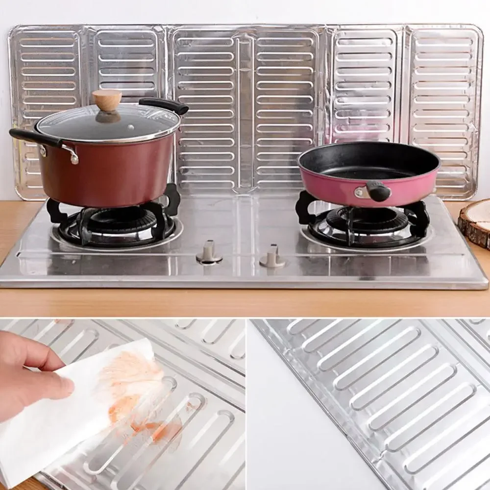 Kitchen Aluminium Anti-oil Plate Foldable Stove Heat Insulation Splash Proof Baffle Wall Protected Screens Accessories