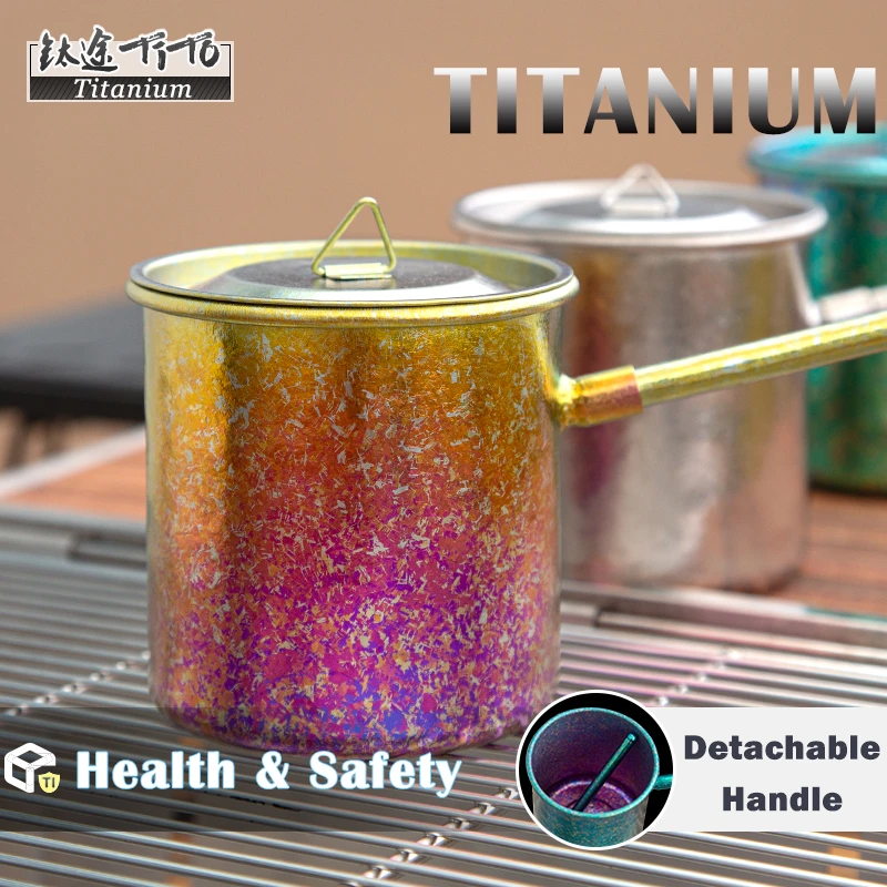 450Ml Ultralight Draagbare Cup Titanium Beker/Pot Voor Outdoor Picknick Pure Titanium Cups Met Afneembare Handvat| | - AliExpress