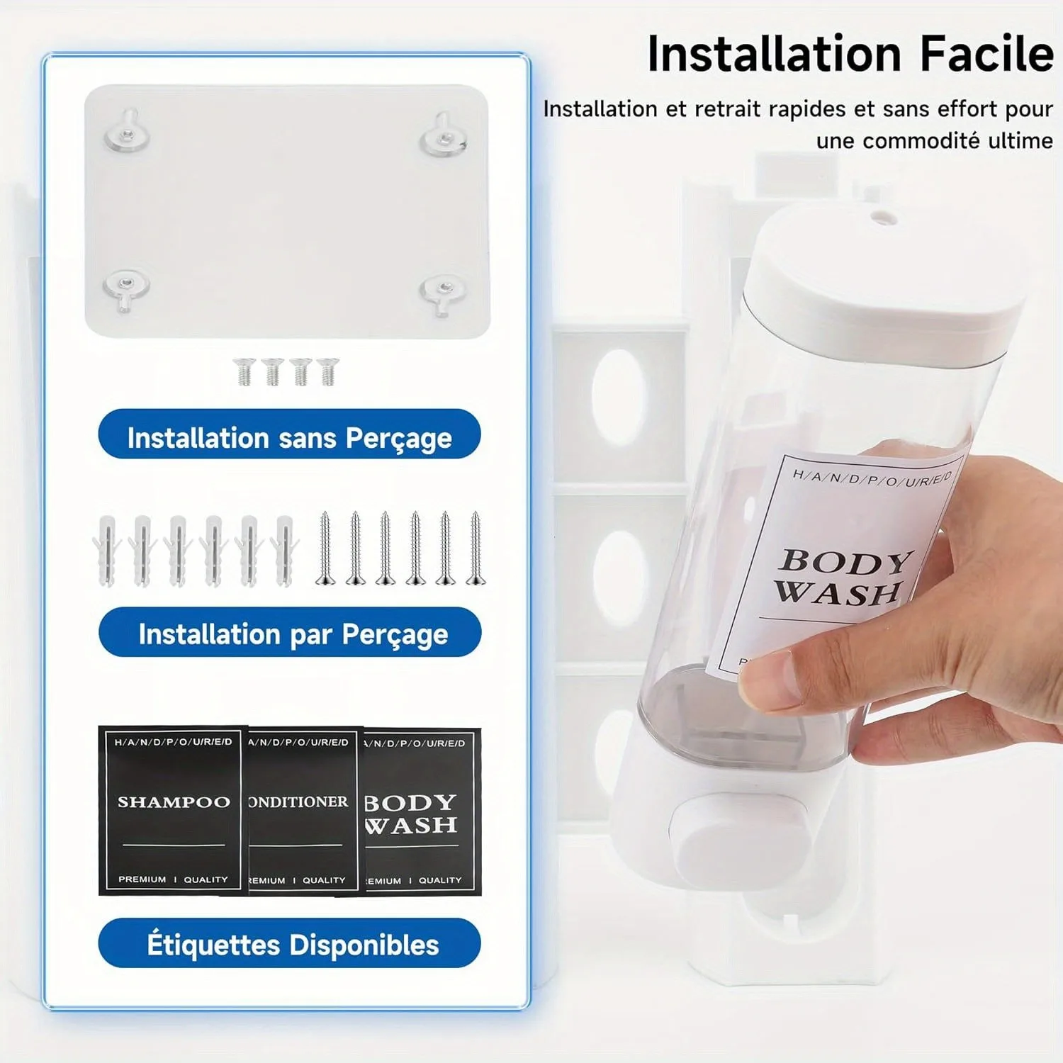 Wall-Mounted 3-in-1 Soap & Shampoo Dispenser 6