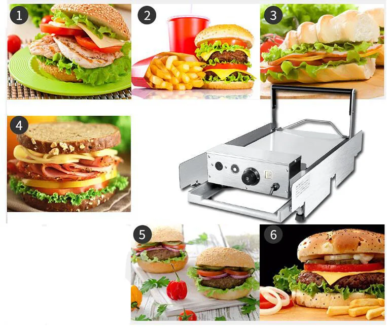 Version Hamburger Baking Machine Commercial Fast Heating Burger Maker Non-Stick Pan GD-212