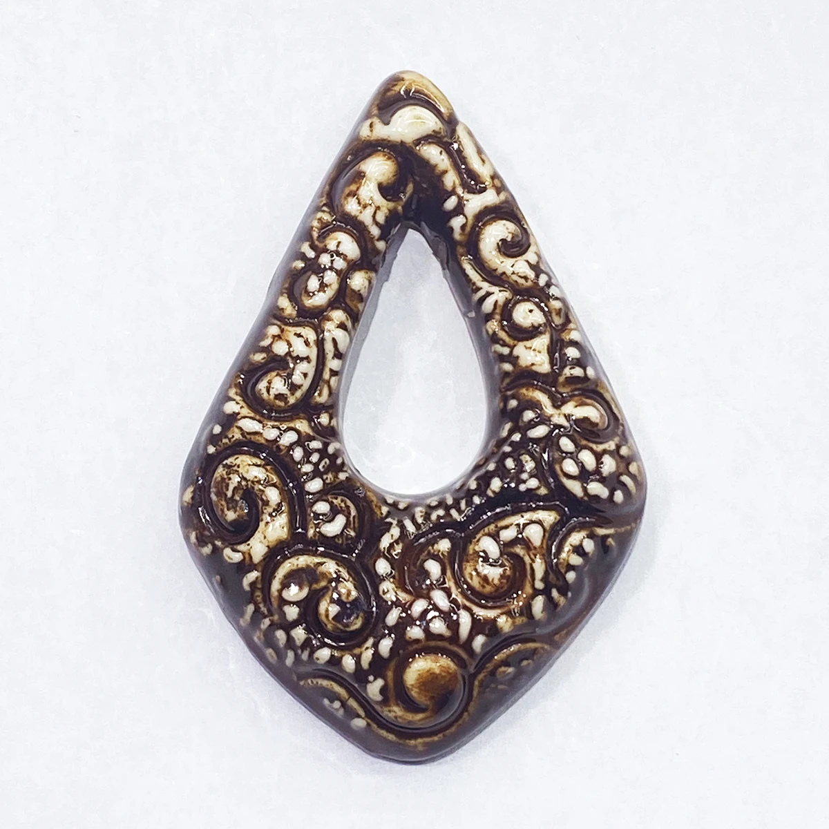 

56*37*11MM Drop Shape Spray Pattern Big Ceramic Porcelain Pendant for Jewelry Making DIY