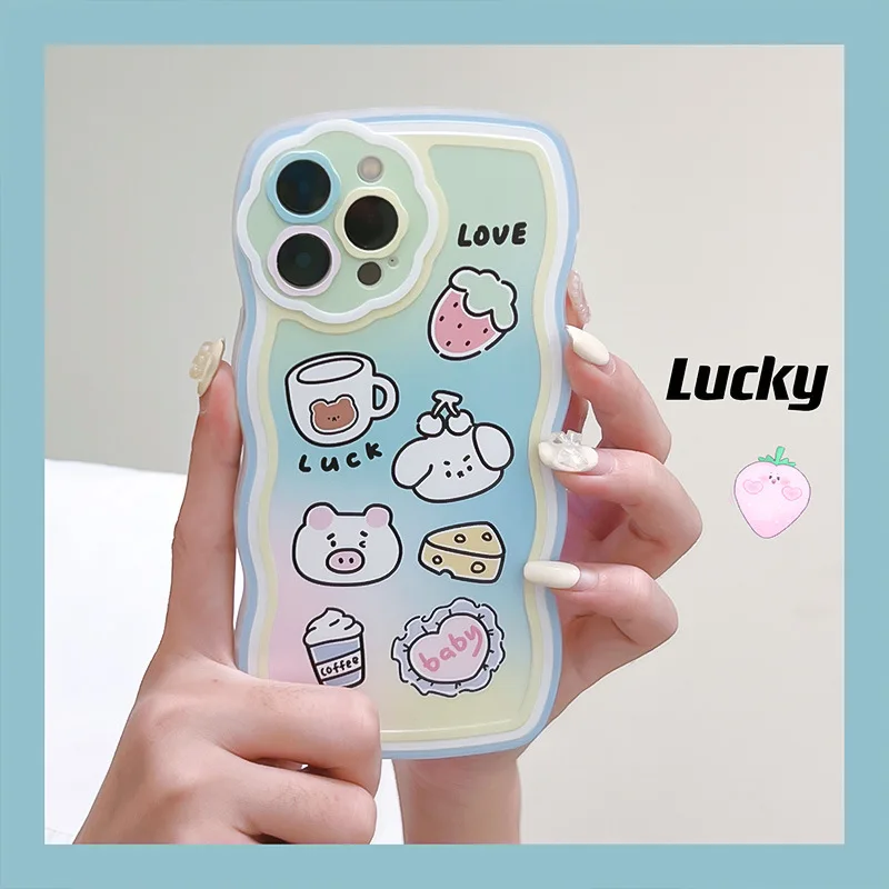 

C​artoon Cute Silicon ins Phone Case For iPhone 11 Pro 12 13 14 Plus Promax XR XSmax X 7 8 Plus Anti-fall Airbag Back Cover