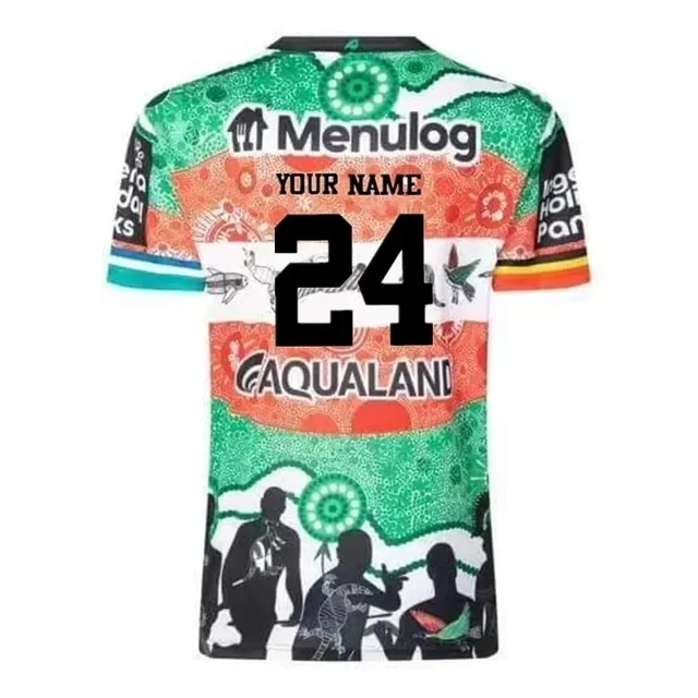 South Rabbitohs 토착 럭비 저지-남성용 사이즈: S-5XL, 주문 제작 이름 번호 인쇄, 2024