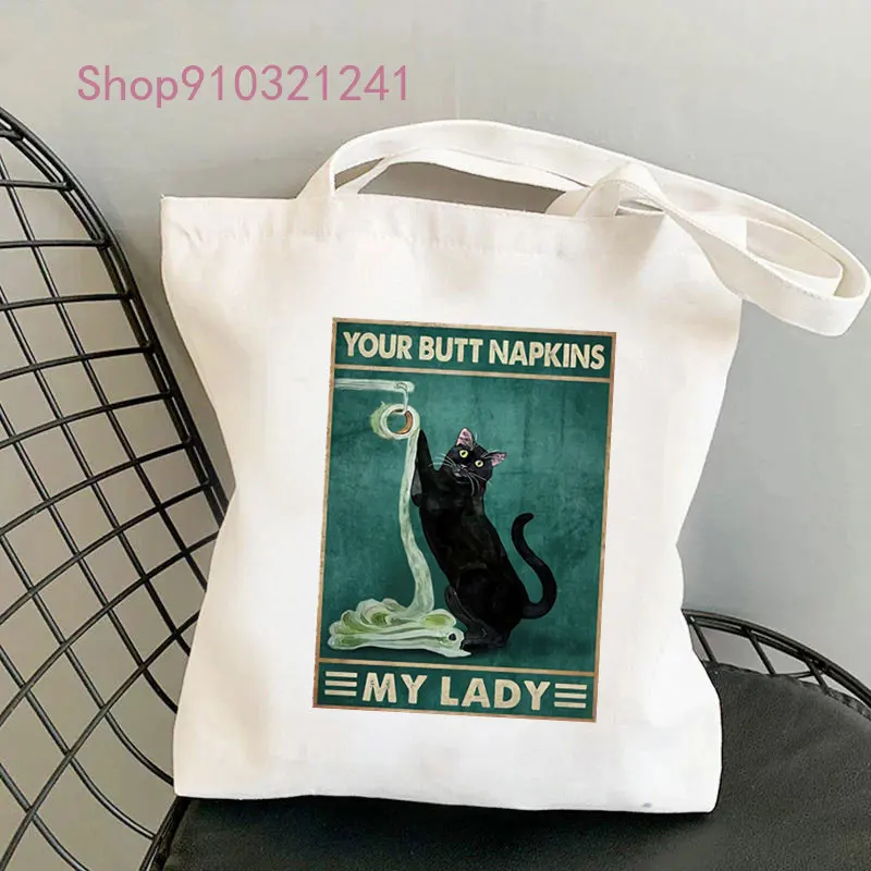 

Funny Women Shopper Bag Aesthetic Cat Bag Harajuku Shopping Canvas Shopper Girl Handbag Tote Shoulder Korean Style Lady Bag