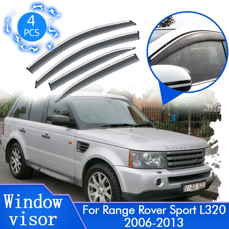 4pcs For Range Rover Sport L320 2006~2013 Rain Sun Window Visors Deflector Guards Awnings Trim Cover Door Vent Car Accessories