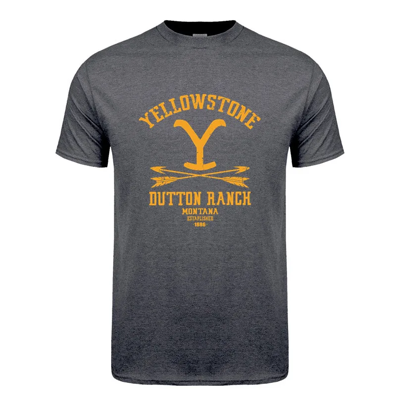 Yellowstone Dutton Ranch T 셔츠 탑 여름 남성 반팔 코튼 Yellowstone T 셔츠 Mans Tshirt