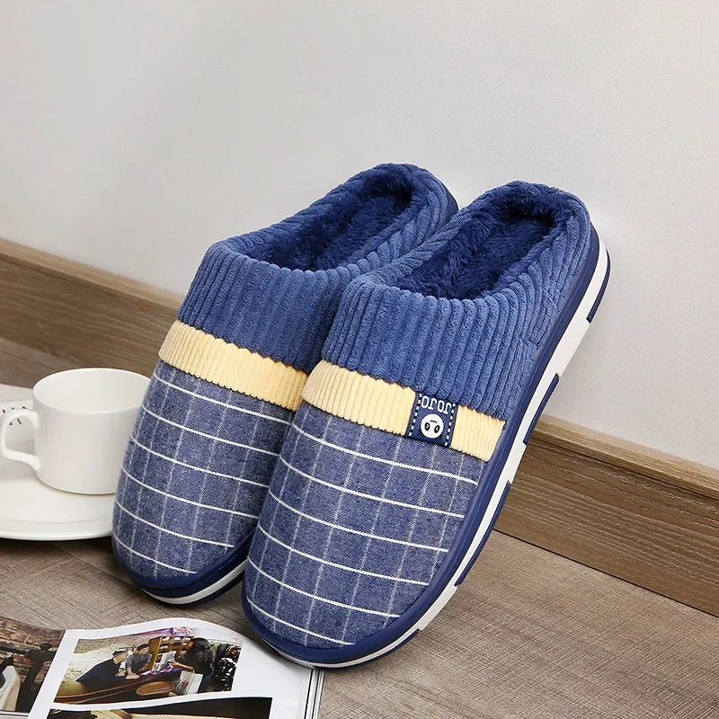 Plush Slippers Size 45-51 Men Warm Slippers Cotton Winter Plush Indoor Household Shoes Extra Size