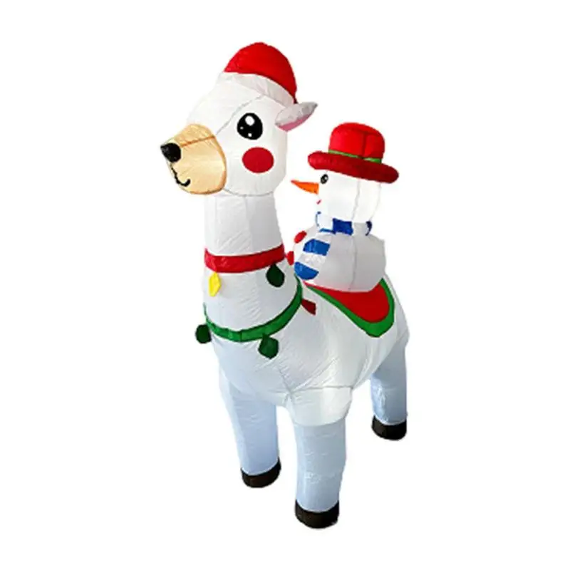 

180cm Inflatable Snowman Riding Alpaca LED Light Christmas Blow Up Dolls Outdoor Christmas Decorations with Fixed Stakes Tethers