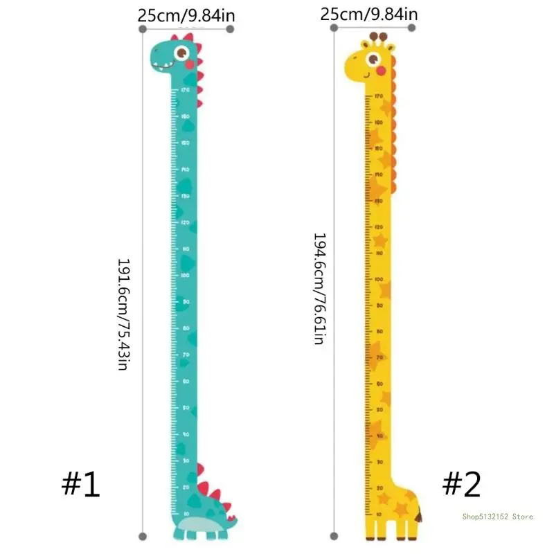 QX2E Colorful Height Sticker Easy to Apply Kids Growth Chart Decal Ruler Stylish Height Meter Home Wall Ornament Decoration