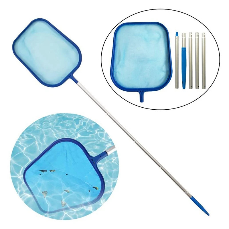 

6-Piece Swimming Pool Skimmer Net Telescopic Pole Leaf Skimmer Net Swimming Pool Cleaner Supplies Home Use