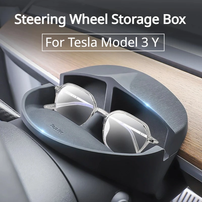 

Чехол для хранения на руль Tesla Model 3 Y, Многофункциональный силиконовый держатель для телефона, для хранения очков, автомобильные аксессуары 2023