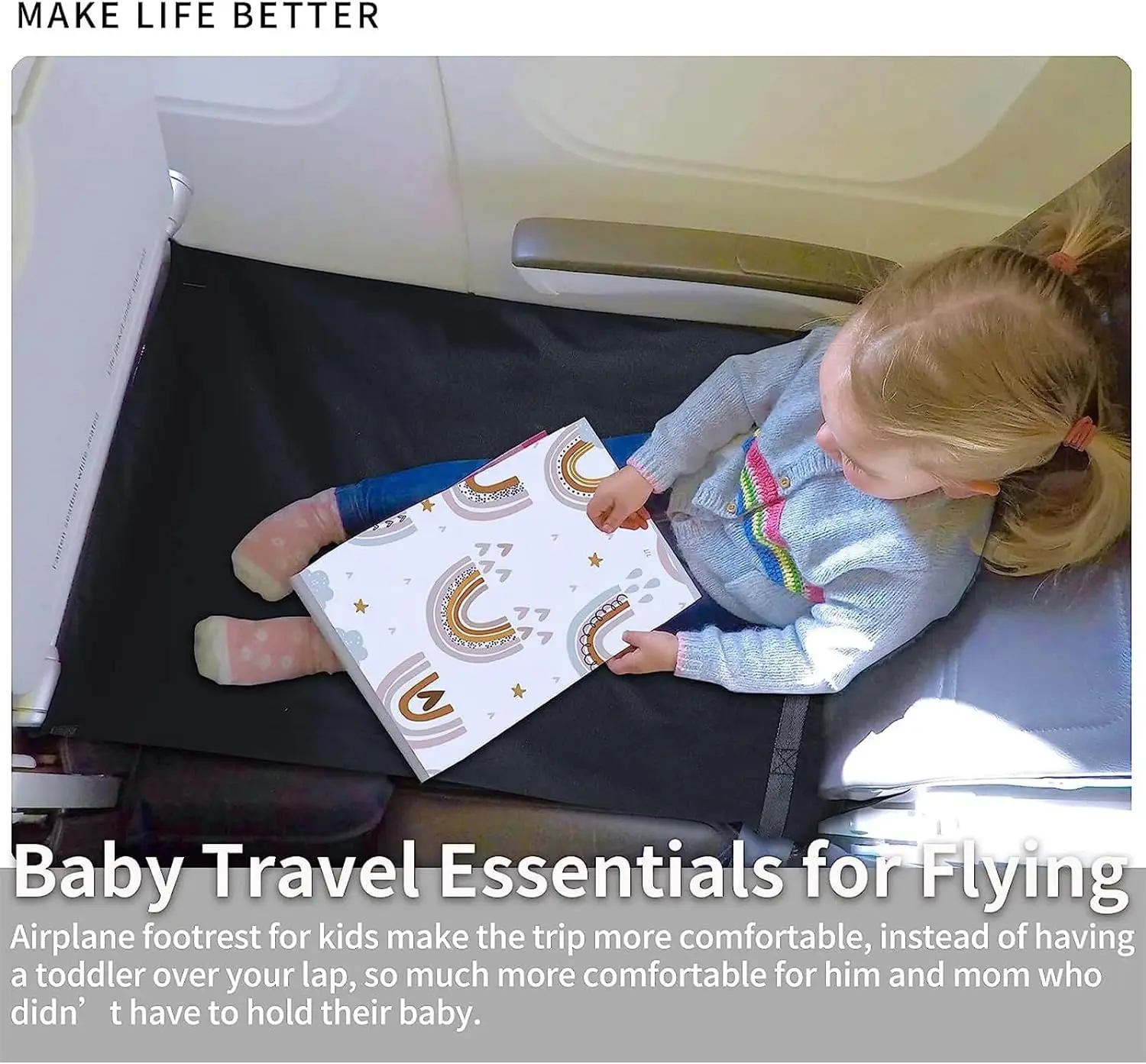 Toddler Airplane Bed, Portable Travel Bed Airplane Footrest for Kids, Foldable Bed,Travel Rest Pad for Kids