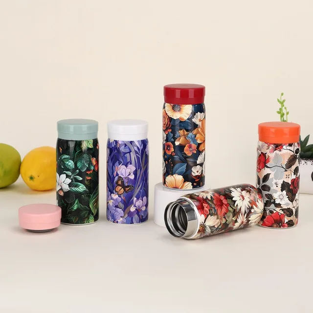 Portable 304 Stainless Steel Insulated Cup Double Wall 200ml Water Bottle Printed Leak Proof Vacuum Handy Cup Outdoor Travel