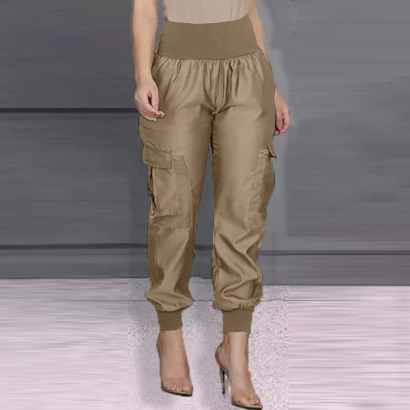 

Vintage Oversized Spring Pants for Women Solid Color Long Pants Vintage Fashion Elastic Waist Pencil Trousers Work Office