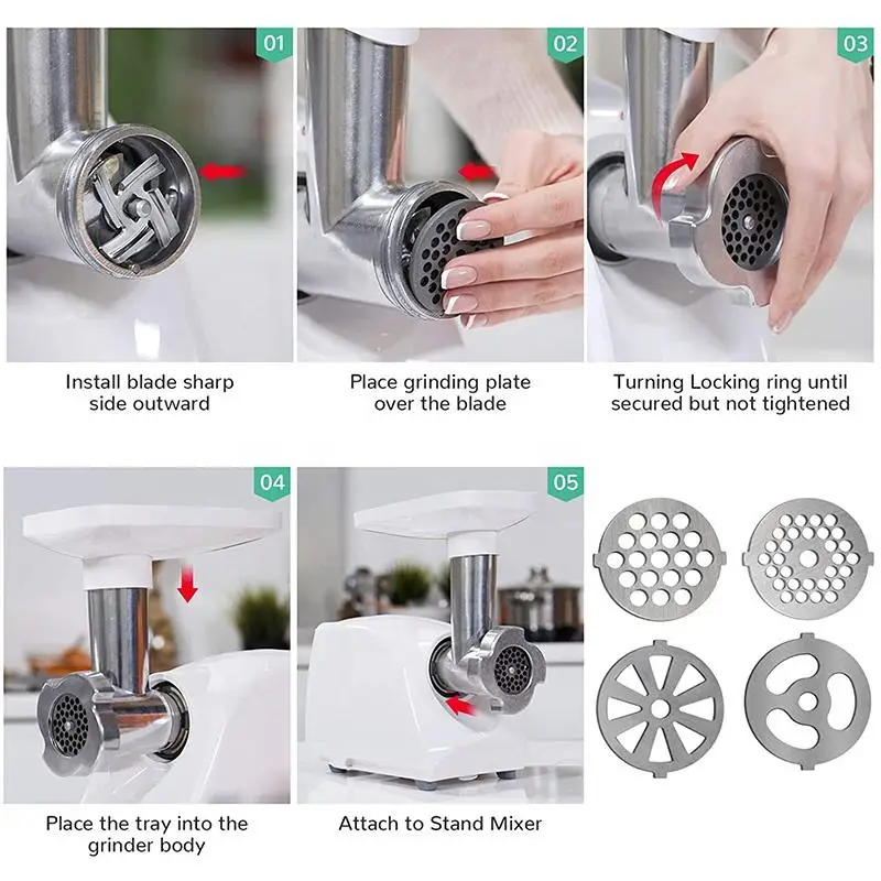 Meat Grinder Blades Meat Grinder Plate Discs Stainless Steel Food Grinder Accessories for Stand Mixer and Meat Grinder