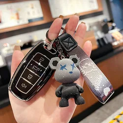Premium TPU Car Key Case with Universal Design (Black With Bear)