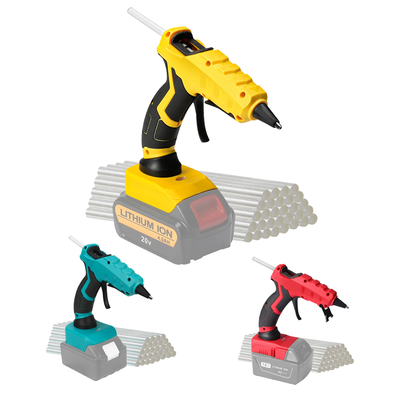 Cordless Hot Melt Glue Gun for Dewalt/Makita/Milwaukee 18V Li-ion Battery  with 30pcs 7mm Glue Sticks Electric Repair Power Tool