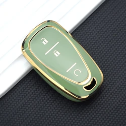 Premium Car Key Case Cover for Chevrolet Vehicles - Stylish and Durable Shell Fob Protector (3button green cover)