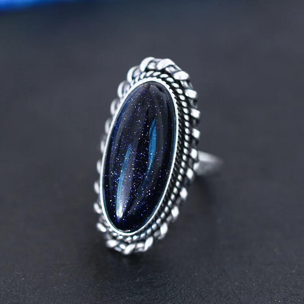 Silver Rings Silver Ring Wedding Rings Women's Ring Silver Jewelry Vintage Blue Sand Hollow Elegant Ring Gift Party Wedding