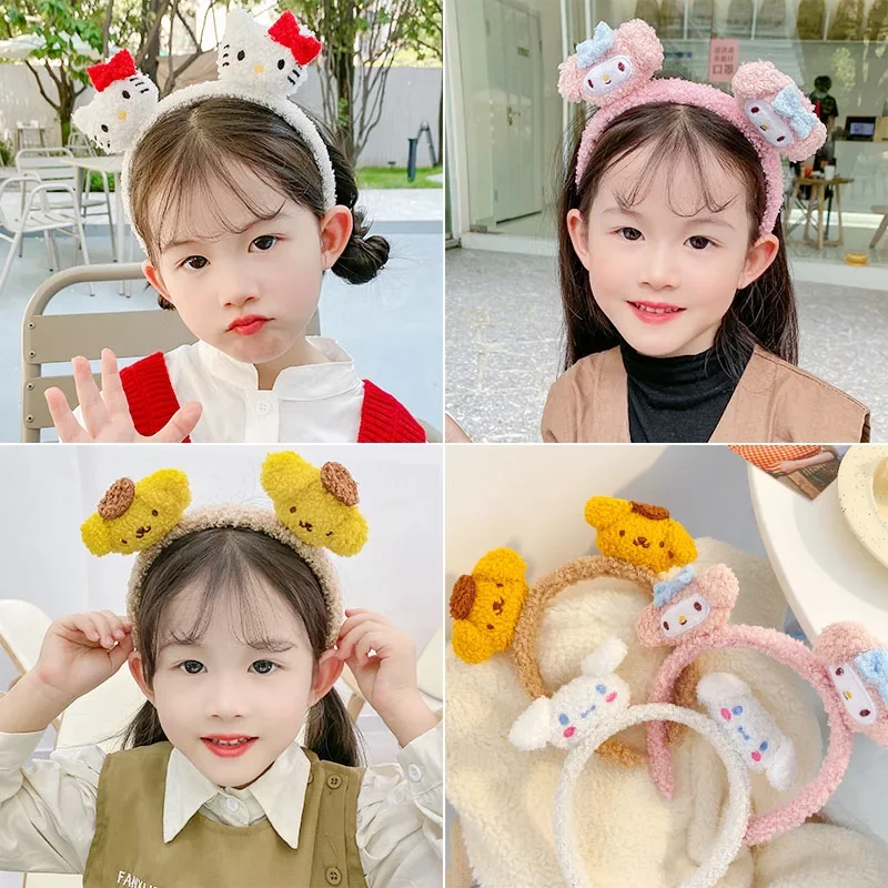 

Hello Kitty Keychain Sanrio Kawaii Cute Hair Clasp Headwear Plush Anime Figure Accessories Jewelry Girls Gift