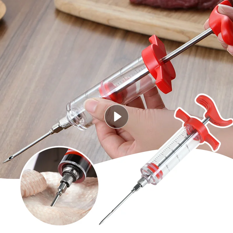 NeedleBBQMeatSyringeMarinadeInjectorPorkSteakMeatSauces