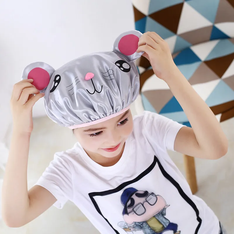 New Cute Baby Bath Shower Cap Adjustable Kids Double-Layer Girl Boy Ear Protection Shampoo Cap Children Hair Wash Hat Head Cover 4
