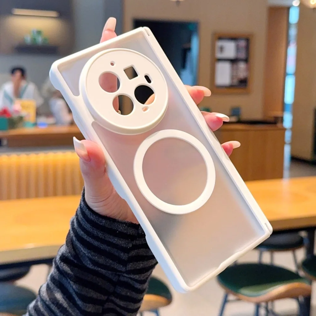 Matte Translucent Magnetic Phone Case with Full Hinge Protection and Wireless Charging Compatibility