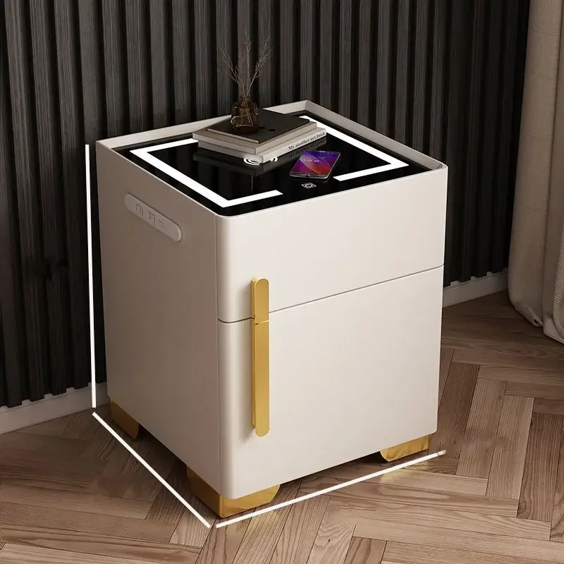 White Smart Bedside Table Bathroom Wooden Bath Bedside Table Modern Mini Floating Muebles Para Dormitorio Furniture