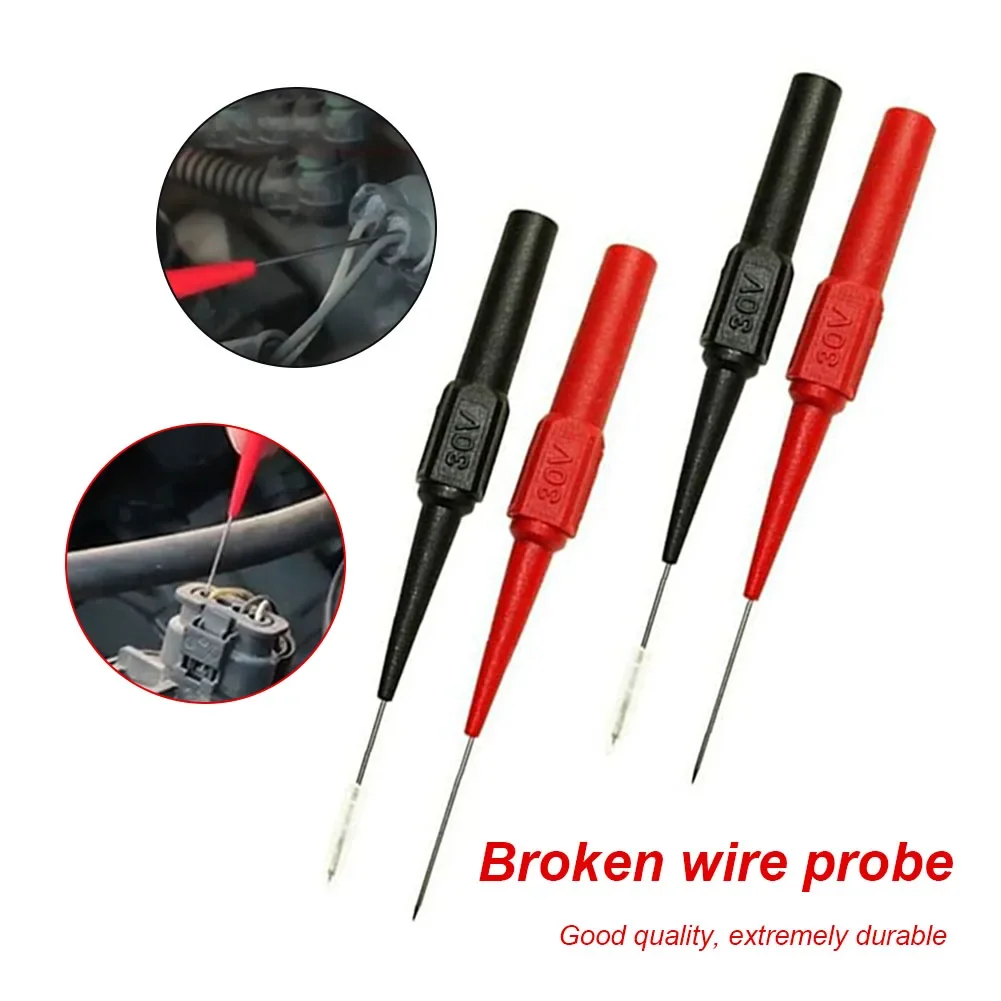 100PCS 30V Diagnostic Tools Multimeter Test Lead Extention Back Piercing Needle Tip Probes Car Automotive Test Probe Kit 0.7mm