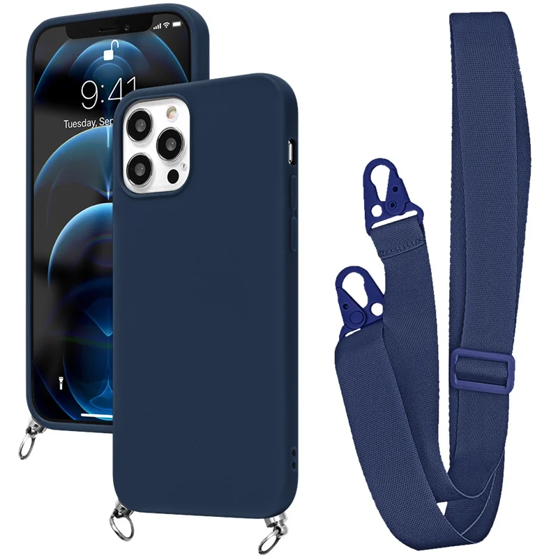 Crossbody Strap Cord Chain Silicone Phone Case with Lanyard Attachment
