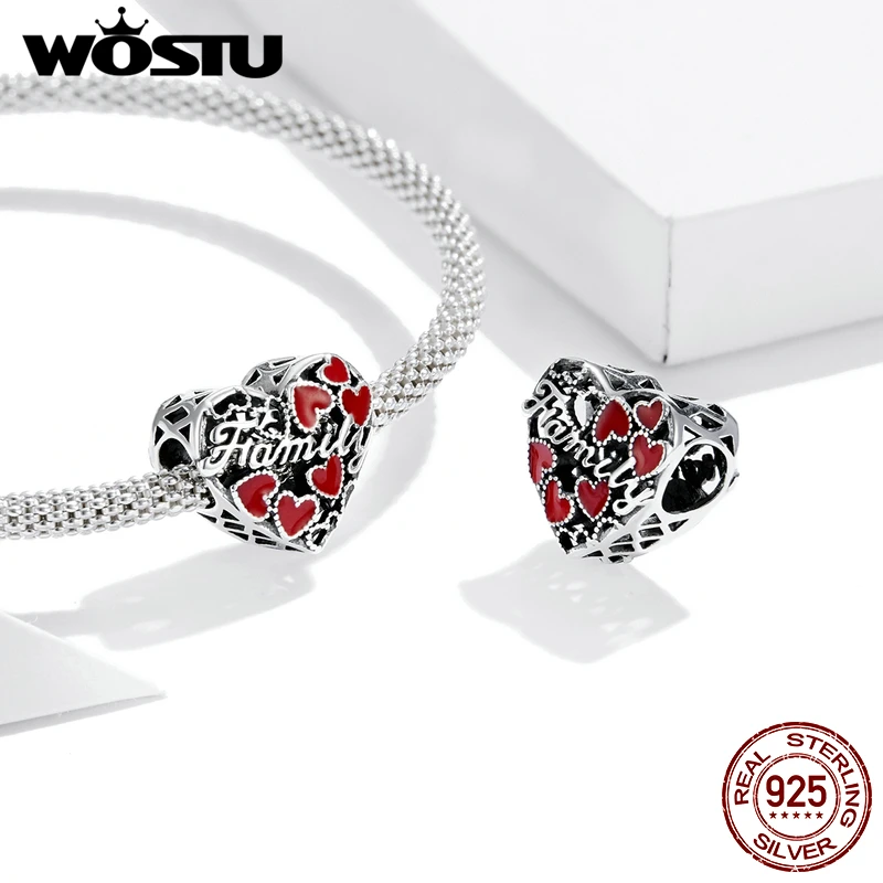 WOSTU 뜨거운 판매  영원히 가족 매달려 매력 홈 하우스 에나멜 비즈 펜던트 맞는 원래 팔찌 DIY 쥬얼리