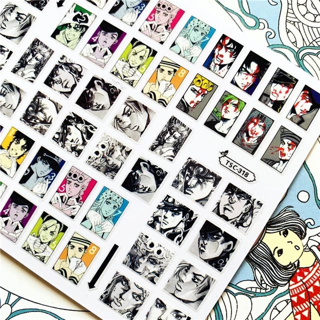 TSC-119 TSC-282 TSC-130  Japanese hot blooded anime 3D Back glue Nail Art Stickers Decals Sliders Nail ornament decoration TSC-318 N