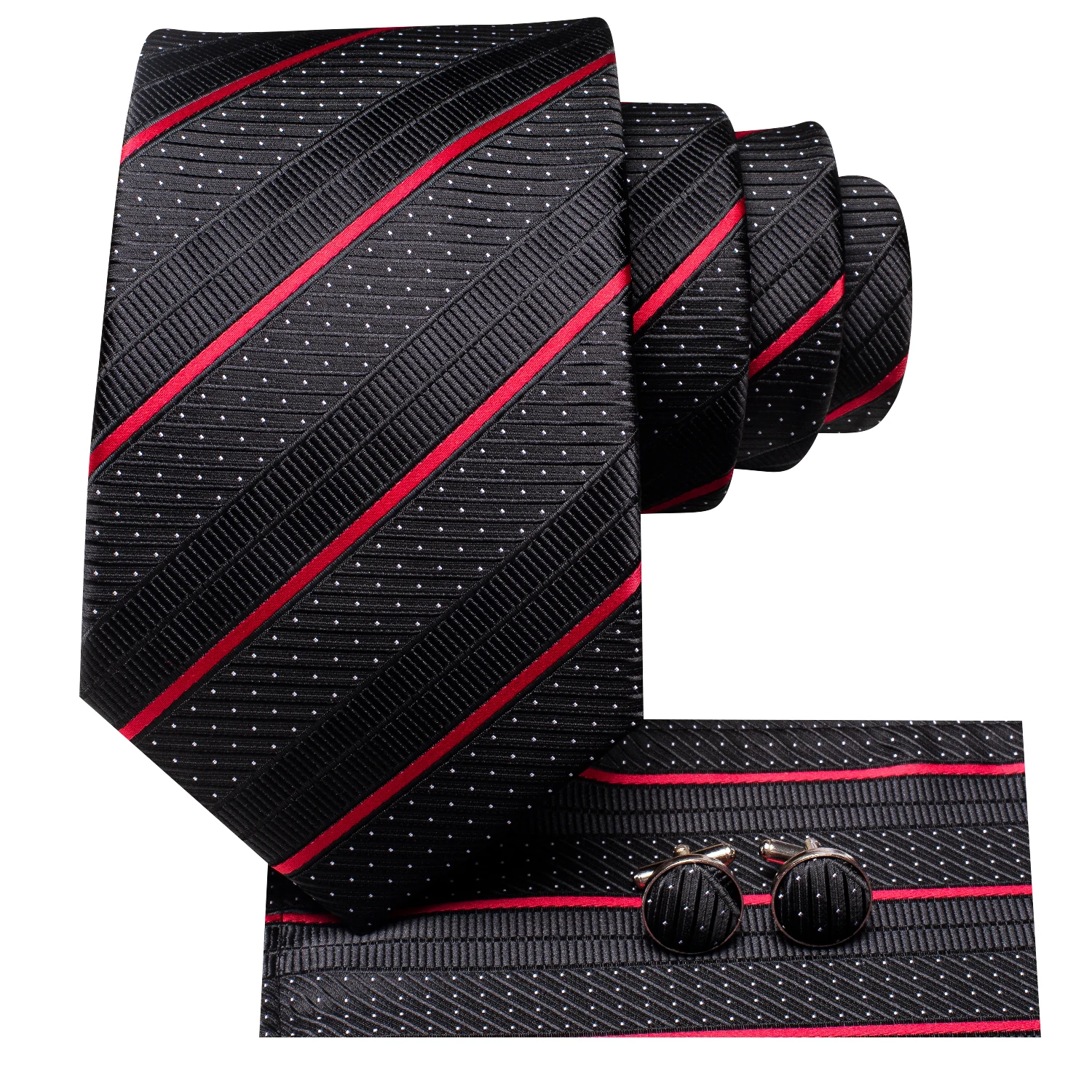 Hi-Tie Striped Black Red Gold Green Silk Wedding Tie For Men Handky Cufflink Gift Men Necktie Fashion Designer Business Party silk tie