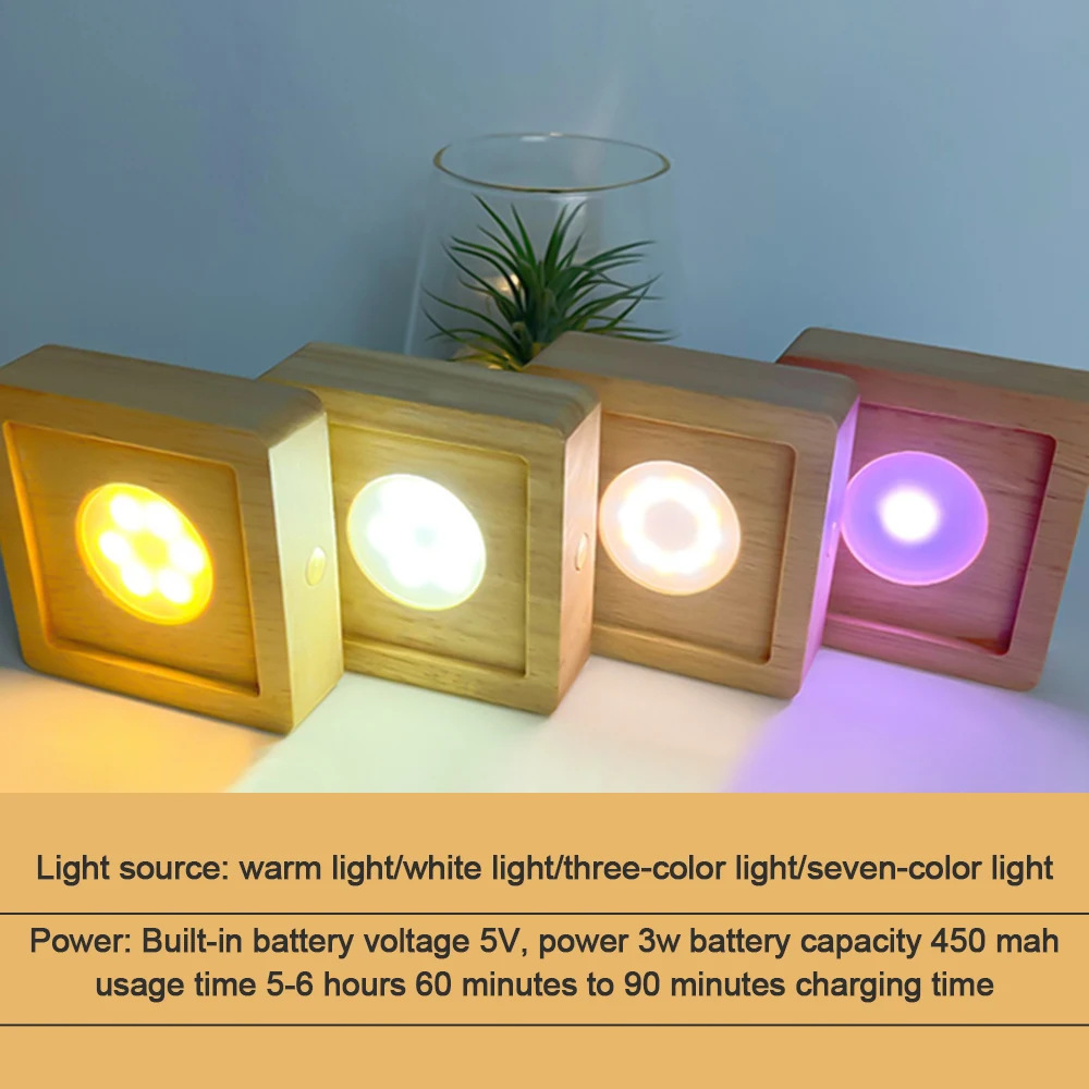 Wooden LED Light LED Colorful Wood Lamp Base Dispaly Base Crystal Glass Resin Art Ornament Wooden Night Lamp DIY Home Decor led lights decorative lights led lamp base