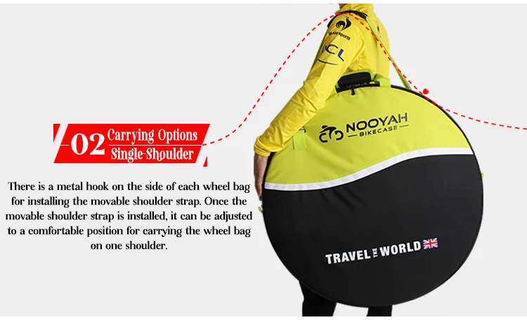 NOOYAH Fahrradradtasche Fahrradrenn Ersatzrad Transporttasche 3 Lagiger Stoffschutz Reifenpackung 2 in 1 Fahrradzubehör – Detail 10