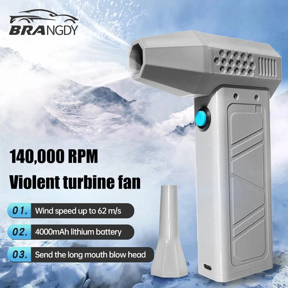 Mini Turbo Jet Fan 140000RPM Brushless Motor Adjustable wind speed Handheld Duct Fan 52M/S Turbo Power Display