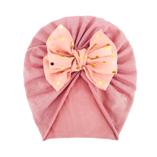 New 10color Bronzing Bow Children's Hat Baby Cute Soft Solid Color Headscarf Indian Hat  Baby Girl Headbands  Baby Bows