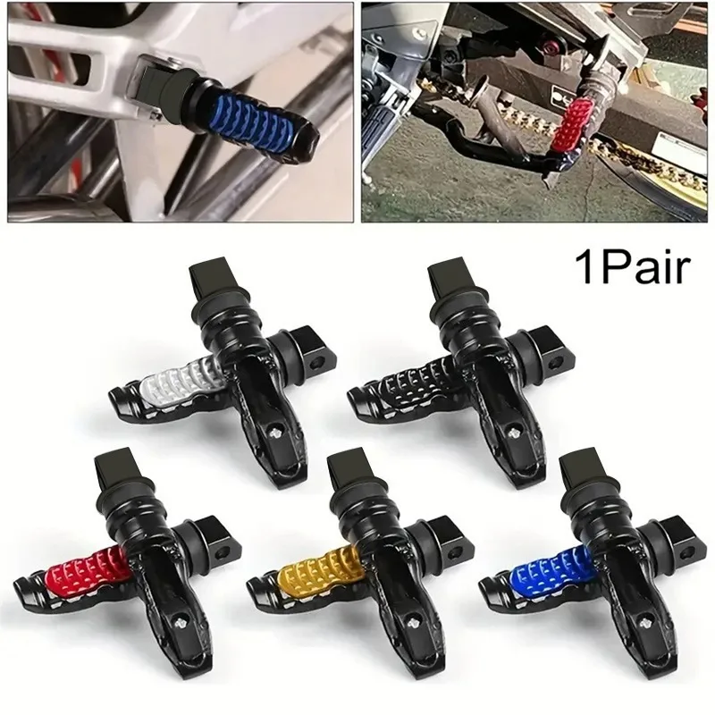 8MM Hole Aluminum Motorcycle Rear Passenger Foot Pegs Pedals Footrest Scooter Foot-Peg Motorbike Pedal Modification 2pcs /set