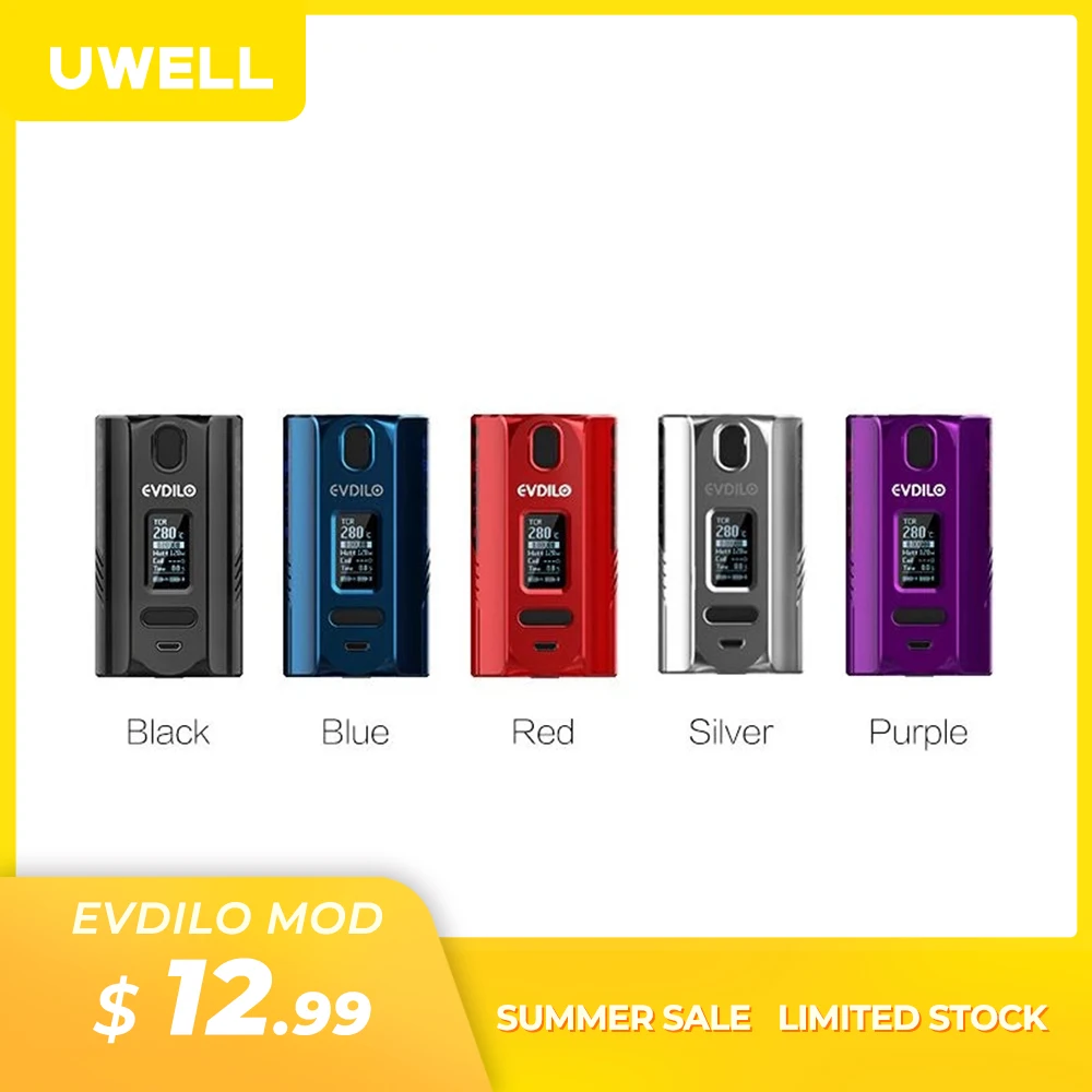 Бокс-мод UWELL Evdilo 200 Вт поддержка двойных батарей 18650 20700 21700 быстрое обжигание