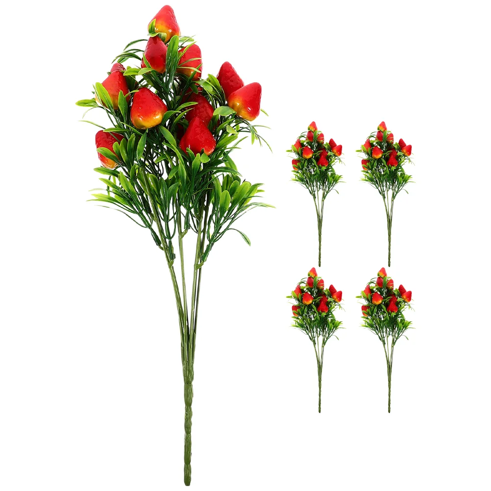 

Simulated Strawberry Artificial Fake Fruit Stems Branch Faux Branches Plastic Party Decorations Home