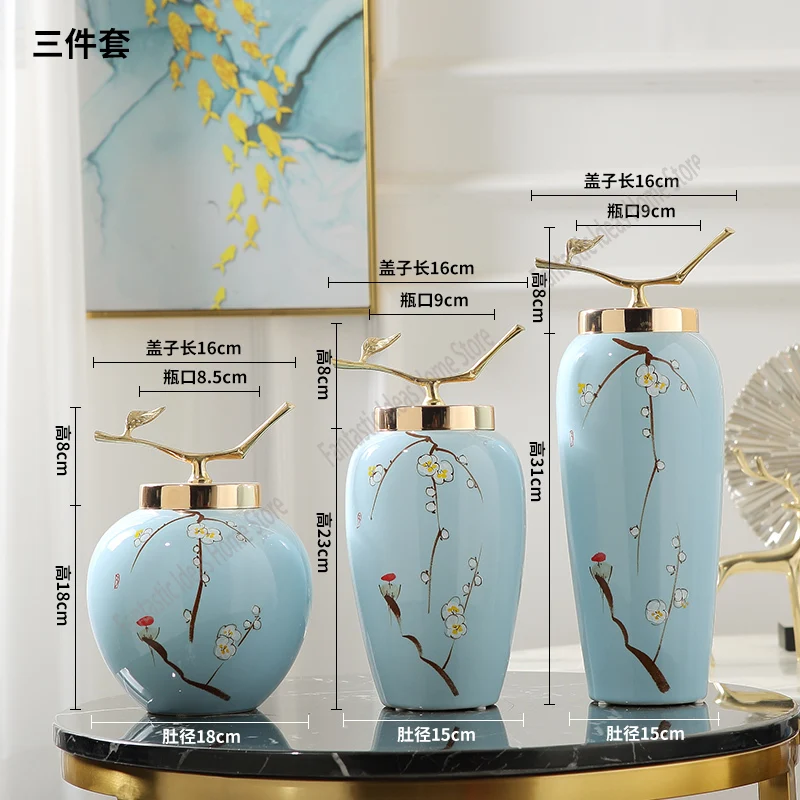 Modern Chinese Hand-painted Vases, Living Room Ceramic Light