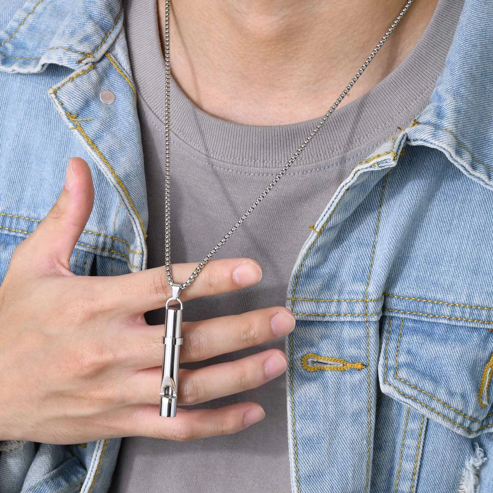 Collares de silbato emergencia al aire libre para hombres, Silbatos de señal de supervivencia de acero inoxidable con cordón para Collar deportivo de Camping y senderismo| | - AliExpress