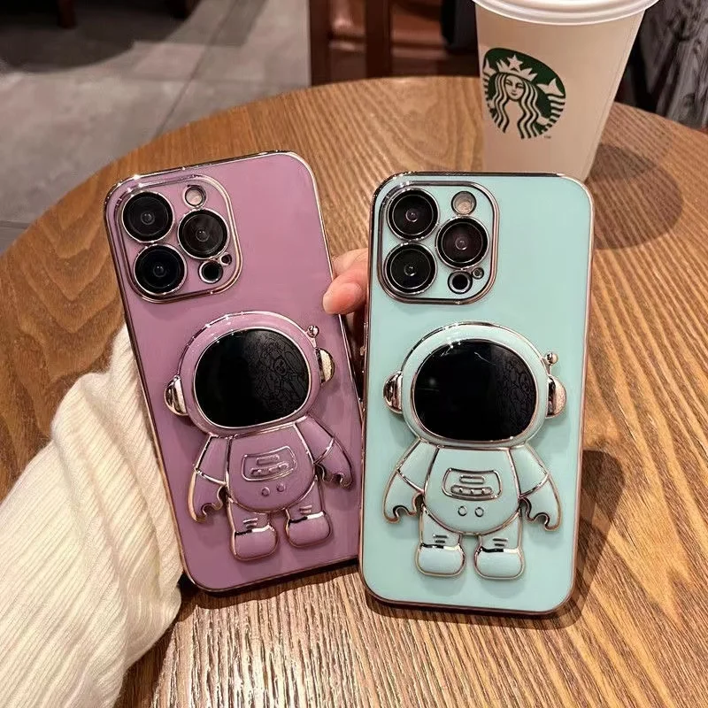 Astronaut Bracket iPhone Case For iphone 13 12 11Pro Max x xr xs max 7 8plus Glass Camera Protector Film Luxury shell Cover