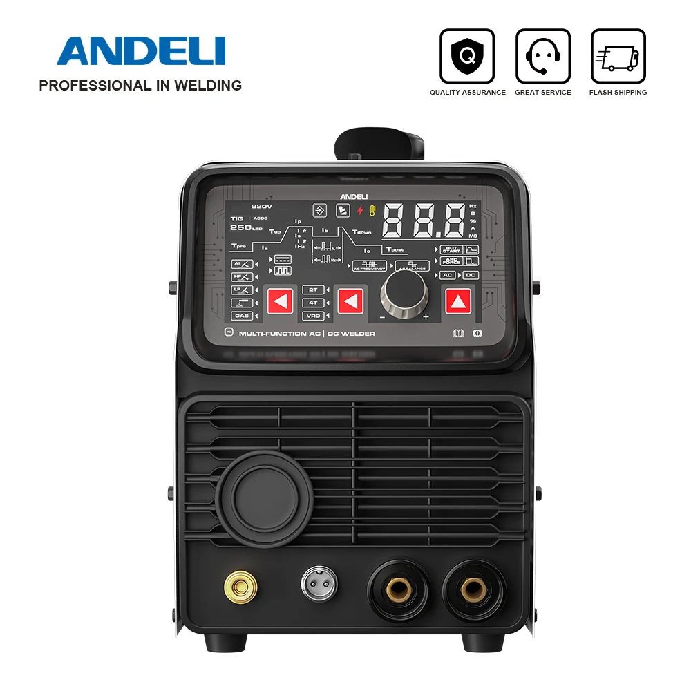 ANDELI 220V AC DC TIG Welder TIG-250PE TIG Welding Machine MMA Pulse Aluminum Welding Aluminum Welder Spot Welding 6