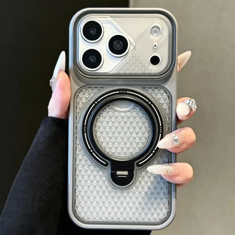 Luxury Honeycomb Transparent Magnetic Stand Armor Cover