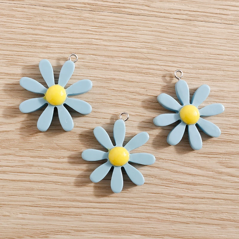 Tusember 10 Stück bunte, niedliche Harz-Blumen-Anhänger für baumelnde Ohrringe, Armbänder, DIY-Schlüsselanhänger, Schmuckherstellung, Zubehör – Detail 5