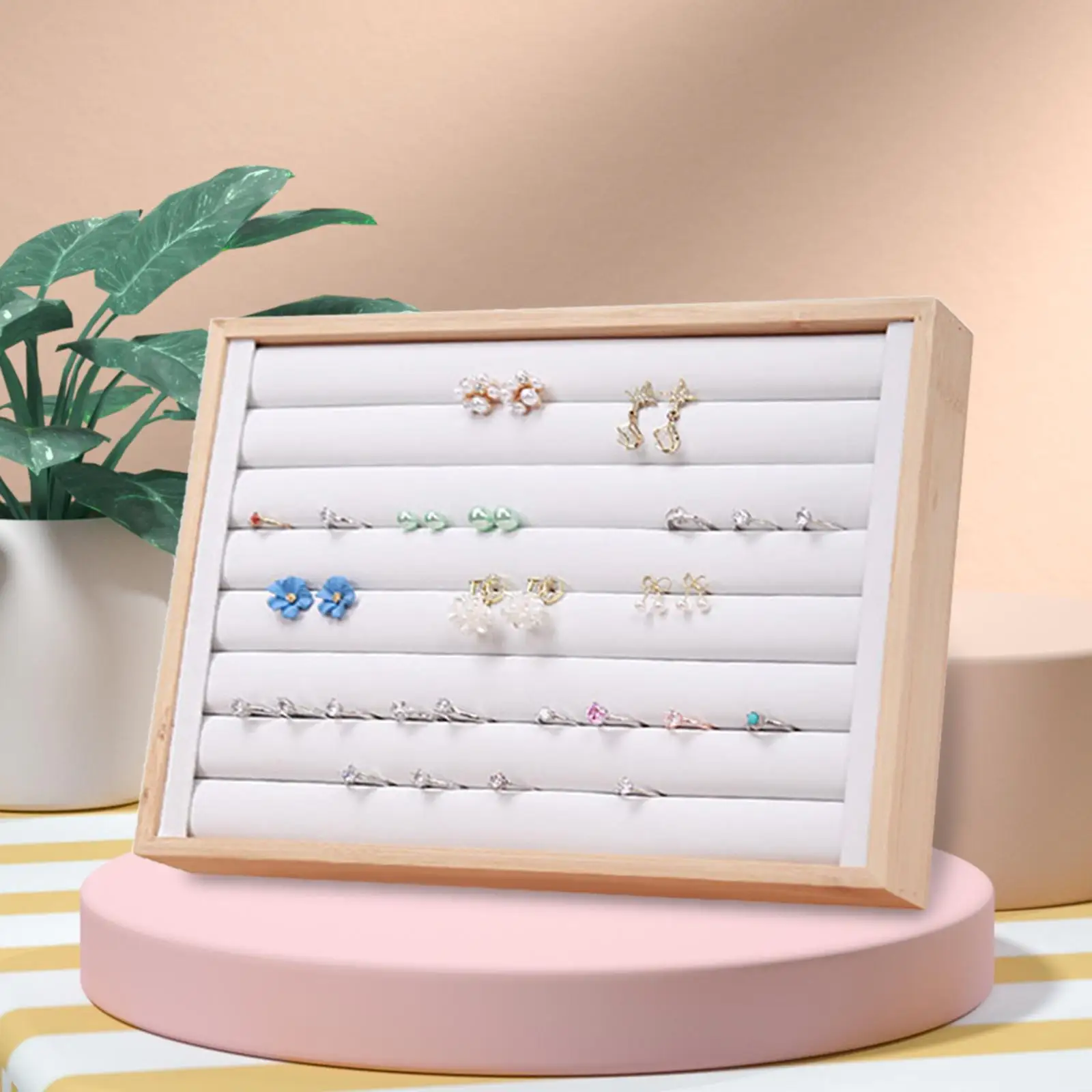 Jewelry Tray Organizer Decoration Accessories Earring Display Holder Storage Tray for Cabinet Tabletop Shopping Mall Store Wife