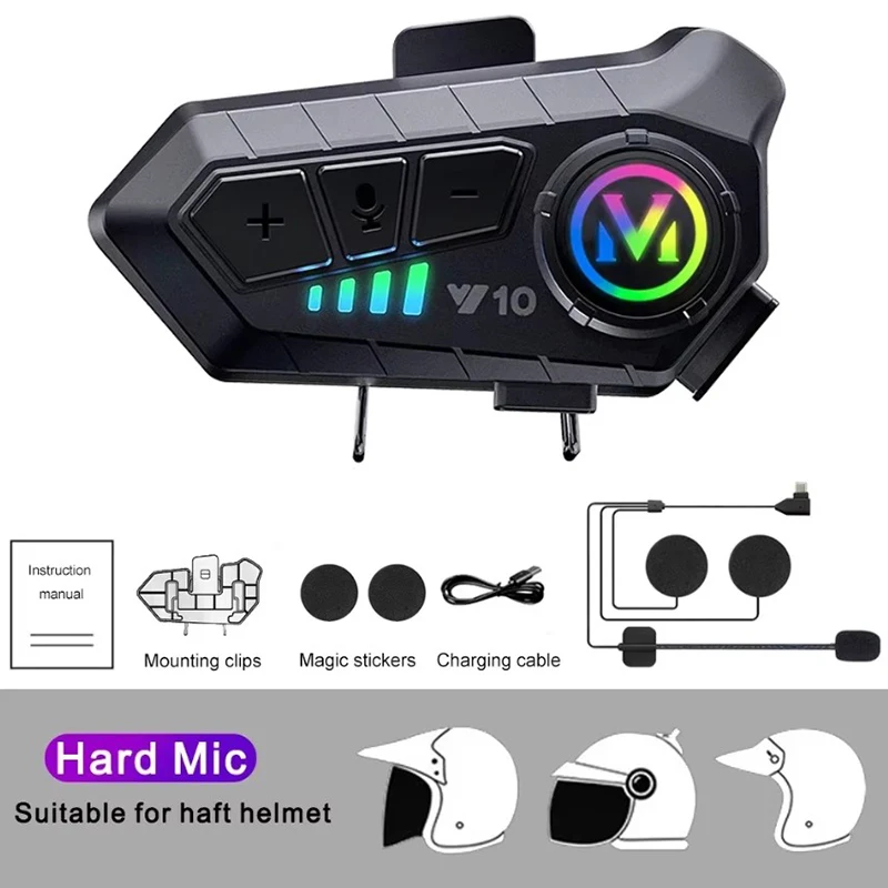 Y10 Motorcycle Bluetooth Helmet Headset Wireless Waterproof Kit_voghion.com