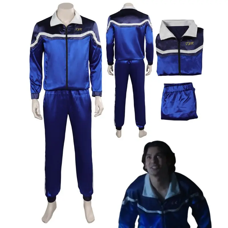 

Blue Cosplay Beetle Reyes Fantasia Costume Adult Men Superhero Roleplay Tops Pants Casual Sportwear Halloween Disguise Costumes