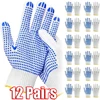 12 Pairs Work Gloves with Anti Slip Grip PVC Dots Safety Cotton Protection for Painter Mechanic Industrial Construction 1
